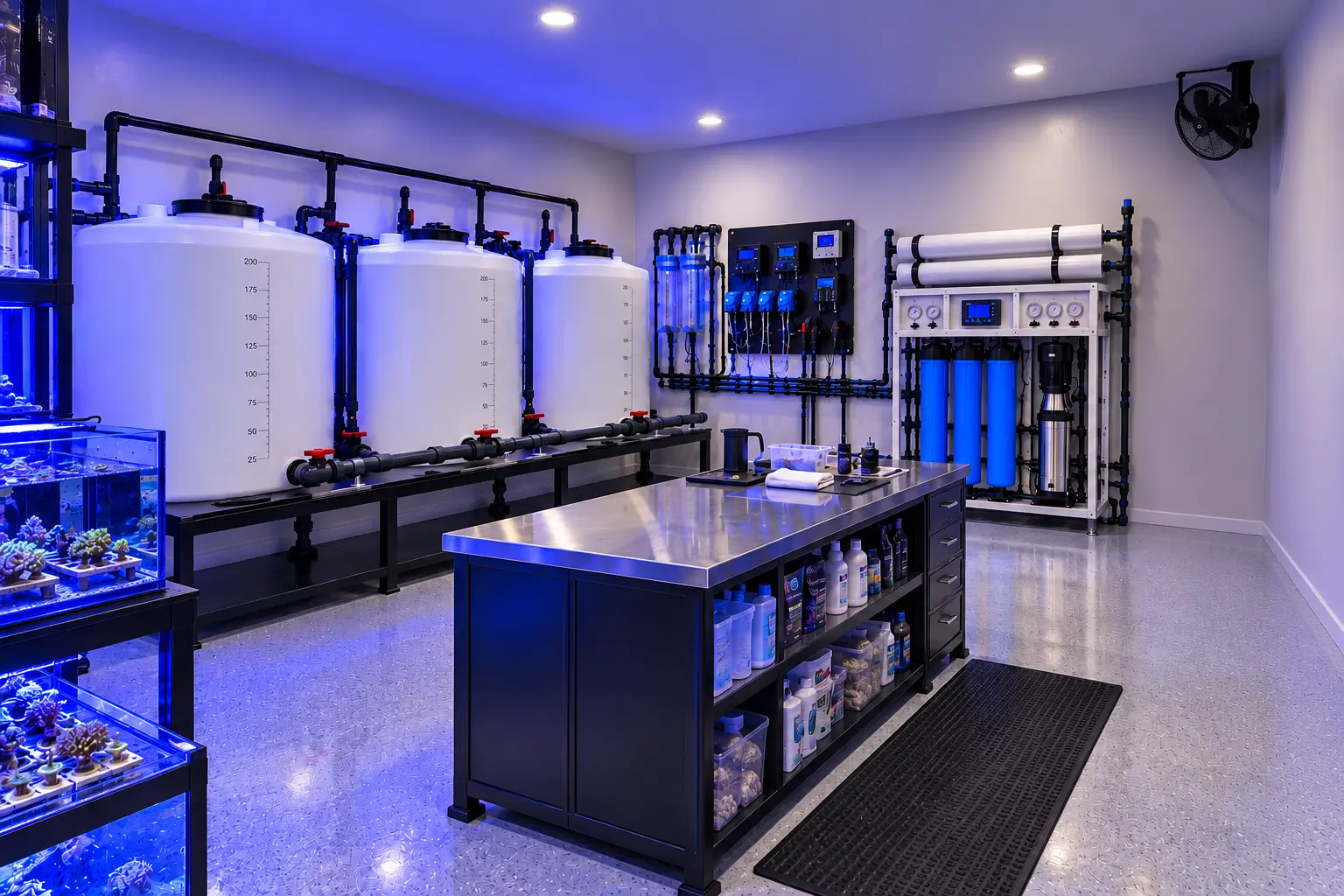 colorful reef aquarium maintained by Elite Aquatic Concepts technicians
